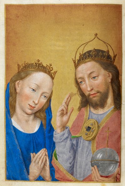 Kristus och Jungfru Maria. av Master of the Dresden Prayer Books