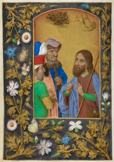 Sankt Jakob den store predikar. av Master of the Dresden Prayer Books