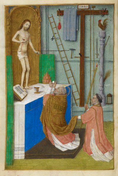 Sankt Gregorius mässa. av Master of the Dresden Prayer Books