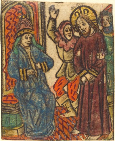 Kristus före Kaifas av Master of the Dutuit Mount of Olives after Master of St. Erasmus