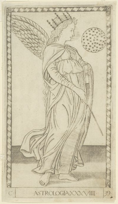 Astrology, skylt 29 från Arts and Sciences av Master of the E Series Tarocchi