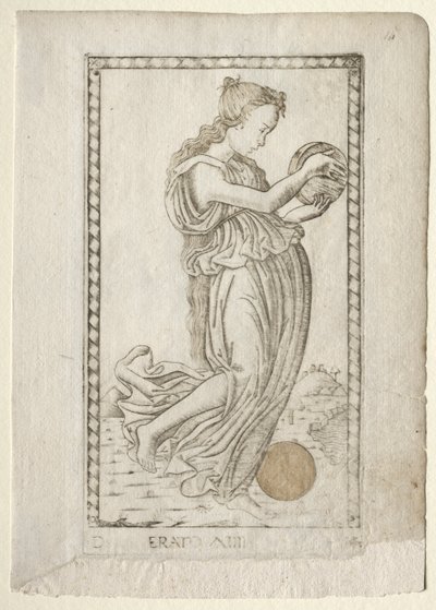 Erato-lyrik och kärlekspoesi från Tarocchi-serien D..., före 1467. av Master of the E Series Tarocchi