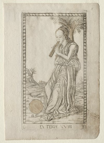 Euterpe-musik, lyrisk poesi från Tarocchi-serien D..., före 1467. av Master of the E Series Tarocchi
