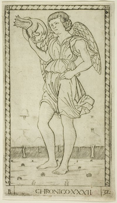 Genius of Time, skylt 32 från Genii and Virtues av Master of the E Series Tarocchi