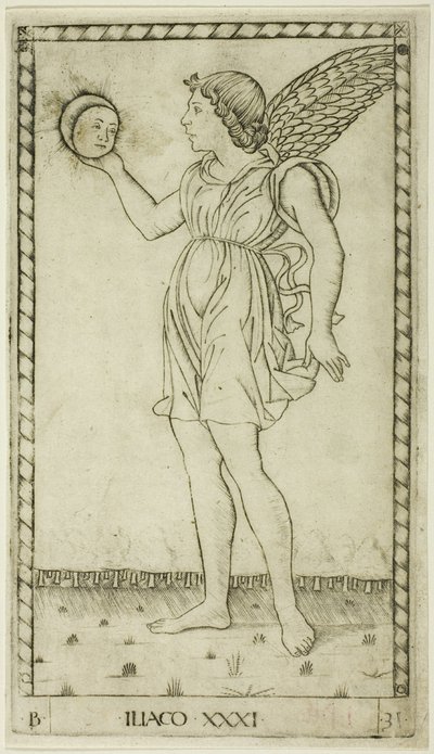 Genius of the Sun, plåt 31 från Genii and Virtues av Master of the E Series Tarocchi