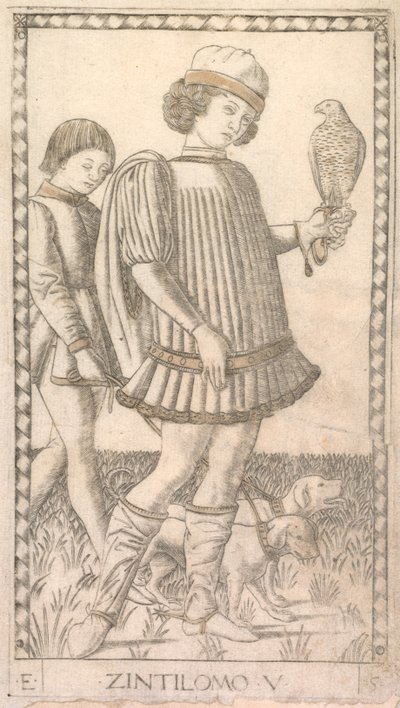Gentleman från Tarocchi-serien E: Conditions of Man, #5, c. 1465. av Master of the E Series Tarocchi