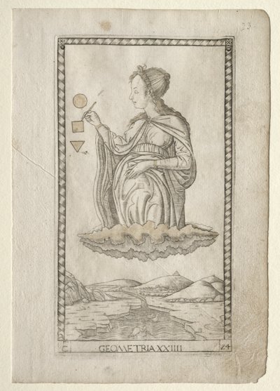 Geometri från Tarocchi, serie C: Liberal Arts, #24, före 1467. av Master of the E Series Tarocchi