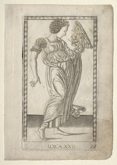 Logik från Tarocchi, serie C: Liberal Arts, #22, före 1467. av Master of the E Series Tarocchi