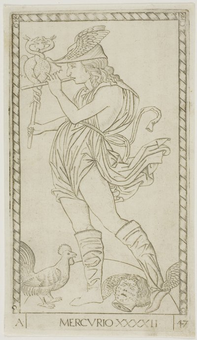 Mercury, plåt 42 från Planets and Spheres av Master of the E Series Tarocchi