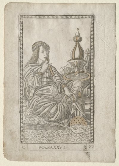Poesi från Tarocchi, serie C: Liberal Arts, #27, före 1467. av Master of the E Series Tarocchi