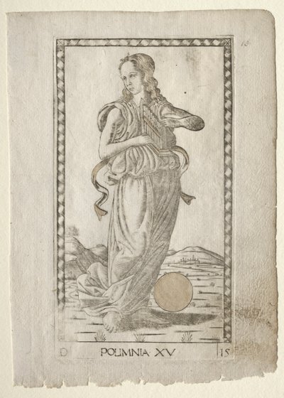 Polyhymnia heroiska hymner från Tarocchi-serien D..., före 1467. av Master of the E Series Tarocchi