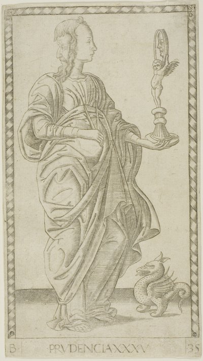 Prudence, tallrik 35 från Genii and Virtues av Master of the E Series Tarocchi