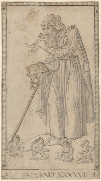 Saturno (Saturnus) av Master of the E Series Tarocchi