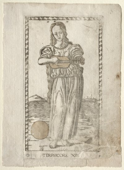 Terpsichore-dans och sång från Tarocchi-serien D..., före 1467. av Master of the E Series Tarocchi