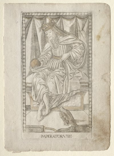 The Emperor from the Tarocchi, serie E: Conditions of Man, #9, före 1467. av Master of the E Series Tarocchi