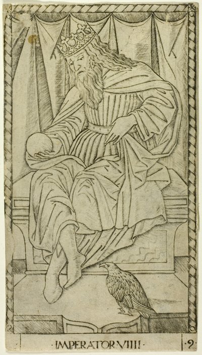 Kejsaren, plåt nio av The Ranks and Conditions of Man av Master of the E Series Tarocchi
