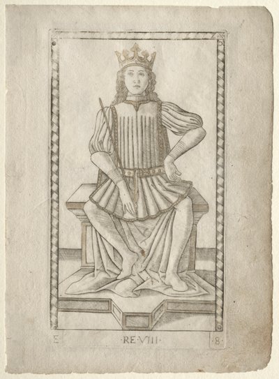 The King from the Tarocchi, serie E: Conditions of Man, #8, före 1467. av Master of the E Series Tarocchi