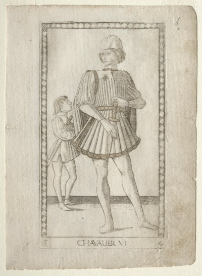 The Knight from the Tarocchi, serie E: Conditions of Man, #6, före 1467. av Master of the E Series Tarocchi