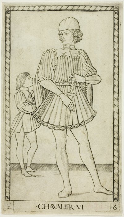 The Knight, tallrik sex från The Ranks and Conditions of Men av Master of the E Series Tarocchi