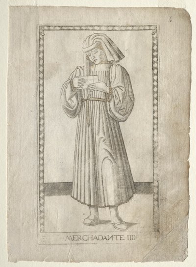 The Merchant from the Tarocchi, serie E: Conditions of Man, #4, före 1467. av Master of the E Series Tarocchi