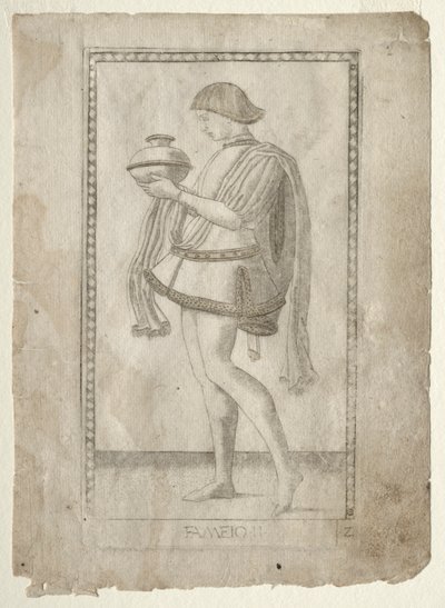 The Servant from the Tarocchi, serie E: Conditions of Man, #2, före 1467. av Master of the E Series Tarocchi