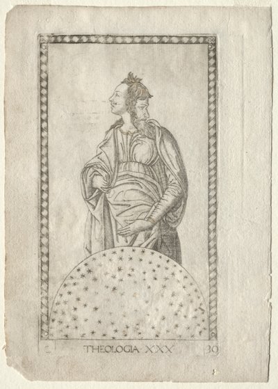 Teologi från Tarocchi, serie C: Liberal Arts, #30, före 1467. av Master of the E Series Tarocchi