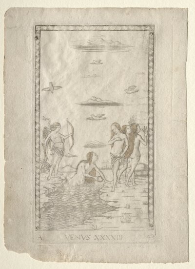 Venus från Tarocchi, serie A: Firmaments of the Universe, #43, före 1467. av Master of the E Series Tarocchi