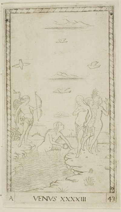 Venus, plåt 43 från Planets and Spheres av Master of the E Series Tarocchi