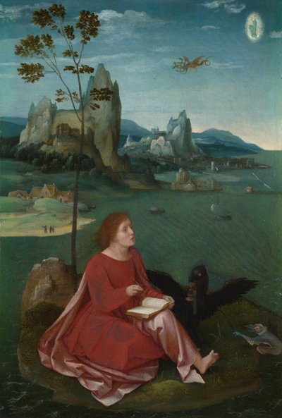 Sankt Johannes på Patmos av Master of the Female Half Lengths