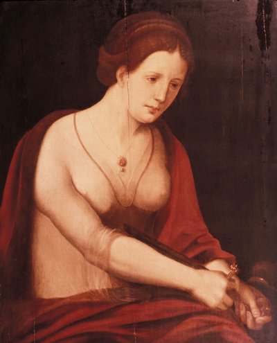 Lucretias död av Master of the Female Half Lengths