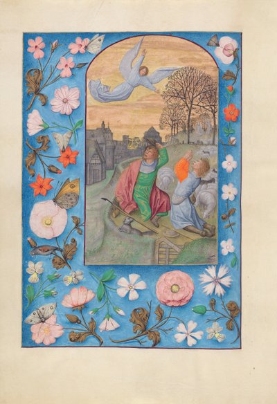 Hours of Queen Isabella the Catholic, Queen of Spain: Fol. 131v, Kungörelse..., c. 1500. av Master of the First Prayerbook of Maximillian