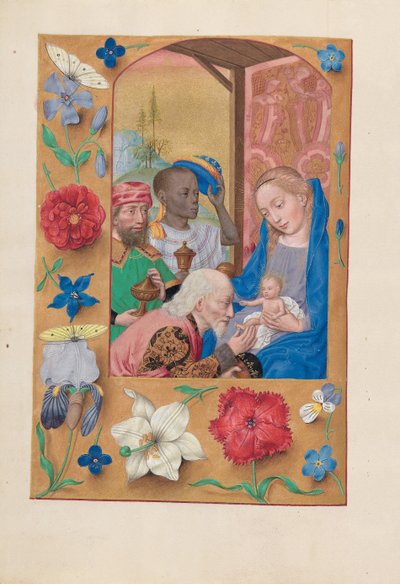 Hours of Queen Isabella the Catholic, Queen of Spain: Fol. 136v, Adoration of the Magi, ca. 1500. av Master of the First Prayerbook of Maximillian