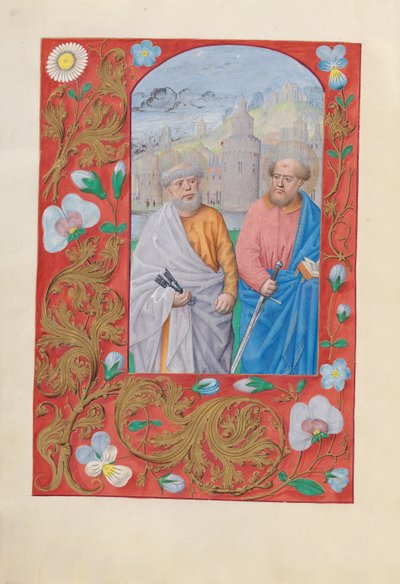 Hours of Queen Isabella the Catholic, Queen of Spain: Fol. 173v, Saints Peter & Paul, ca. 1500. av Master of the First Prayerbook of Maximillian