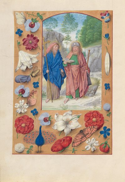 Hours of Queen Isabella the Catholic, Queen of Spain: Fol. 175v, Saints Philip & James, ca. 1500. av Master of the First Prayerbook of Maximillian
