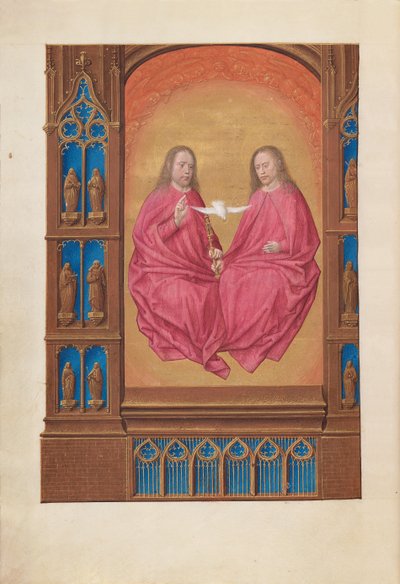 Hours of Queen Isabella the Catholic, Queen of Spain: Fol. 17v, Treenigheten, ca. 1500. av Master of the First Prayerbook of Maximillian