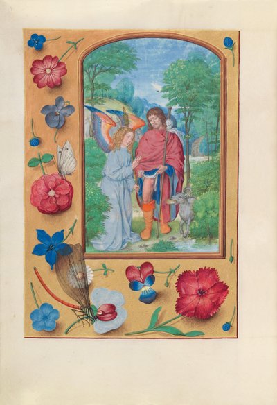 Hours of Queen Isabella the Catholic, Queen of Spain: Fol. 181v, St. Roch, ca. 1500. av Master of the First Prayerbook of Maximillian