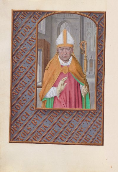 Hours of Queen Isabella the Catholic, Queen of Spain: Fol. 183v, St Nicholas, ca. 1500. av Master of the First Prayerbook of Maximillian