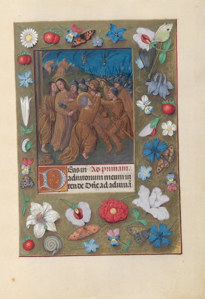 Hours of Queen Isabella the Catholic, Queen of Spain: Fol. 61r, Kiss of Judas, ca. 1500. av Master of the First Prayerbook of Maximillian