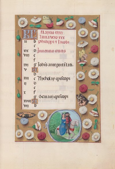 Hours of Queen Isabella the Catholic, Queen of Spain: Fol. 6r, maj, c. 1500. av Master of the First Prayerbook of Maximillian