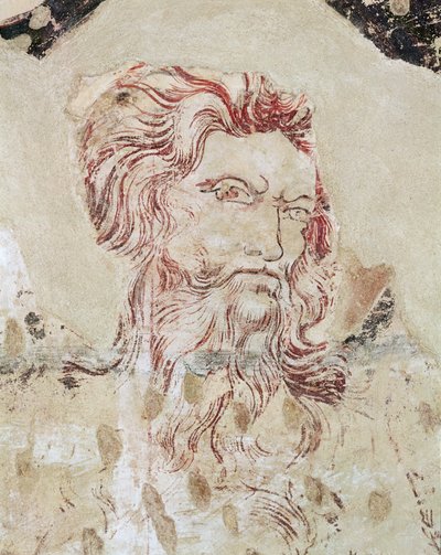 Detalj av St Onuphrius och scen från hans liv (tonad väggmålning teckning och målning) av Master of the Fogg Pieta
