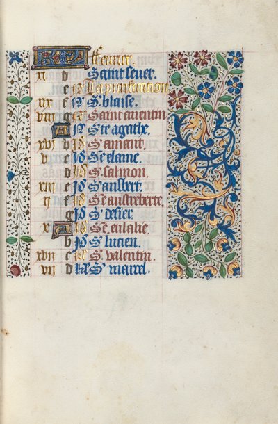 Tidsbok Användning av Rouen: fol. 2r, c. 1470. av Master of the Geneva Latini