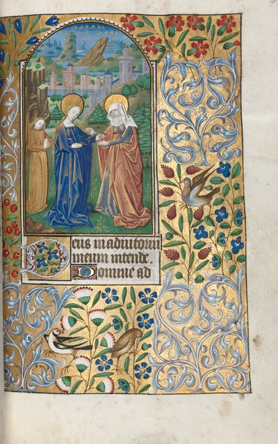 Tidsbok Användning av Rouen: fol. 39r, Visitationen, ca. 1470. av Master of the Geneva Latini
