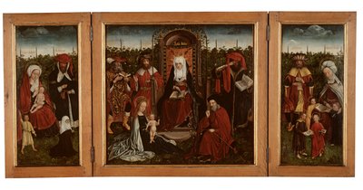 Poortakker Triptych, c.1500-10 (olja på panel) av Master of the Holy Family of St. Anne
