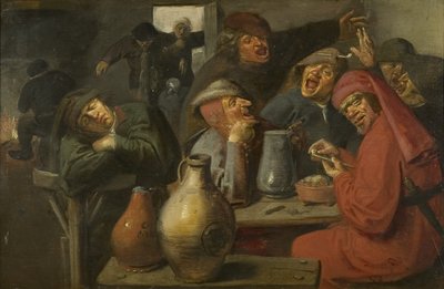 Interiör av en taverna, Bönder Carousing, ca 1635 (olja på panel) av Master of the Large Jar
