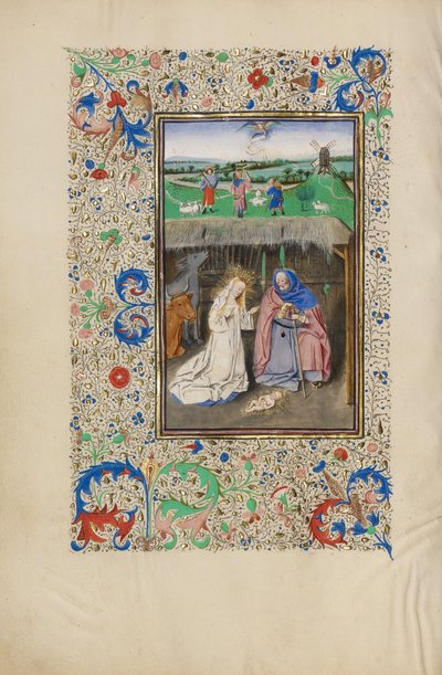 Födelsekyrkan och Bebådelsen till herdarna av Master of the Llangattock Hours