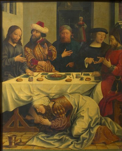 Kristus i fariséen Simons hus, ca 1510-1520. av Master of the Magdalen Legend