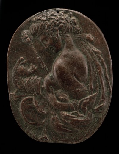 En Bacchante, sent 1400-tal eller tidigt 1500-tal. av Master of the Martelli Mirror