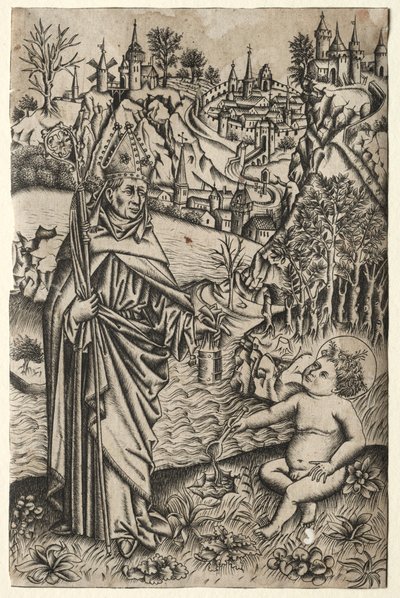 St. Augustinus och barnet vid havet, ca. 1465-1469. av Master of the Nuremberg Passion