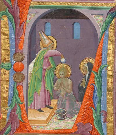 Inledande text L: Sankt Augustinus dop av Master of the Osservanza