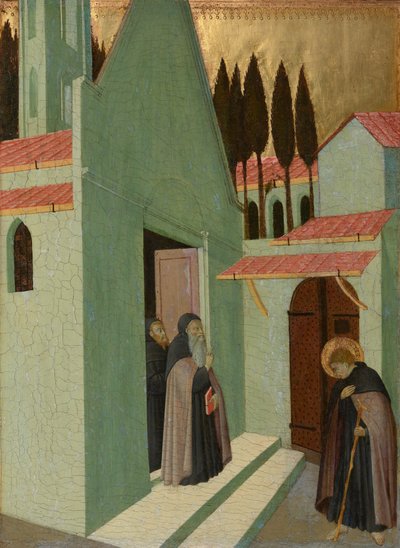 Sankt Antonius lämnar sitt kloster, ca 1430-1435 (tempera på poppelpanel) av Master of the Osservanza